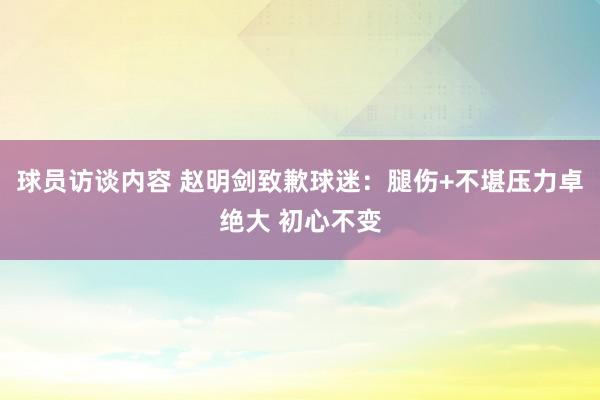 球员访谈内容 赵明剑致歉球迷：腿伤+不堪压力卓绝大 初心不变