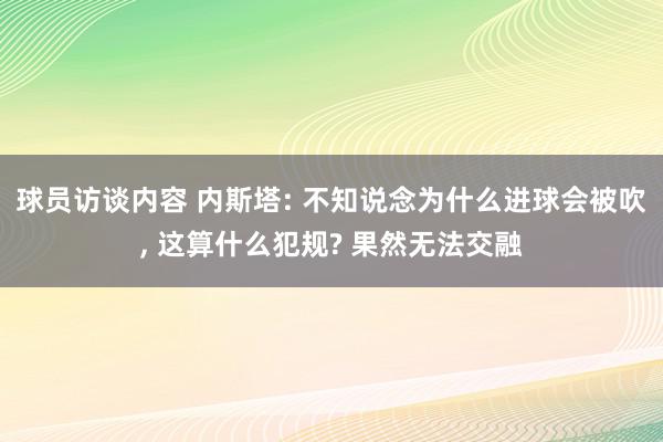 球员访谈内容 内斯塔: 不知说念为什么进球会被吹, 这算什么犯规? 果然无法交融