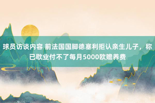 球员访谈内容 前法国国脚德塞利拒认亲生儿子，称已歇业付不了每月5000欧赡养费