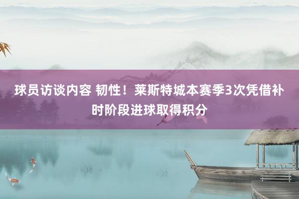 球员访谈内容 韧性！莱斯特城本赛季3次凭借补时阶段进球取得积分